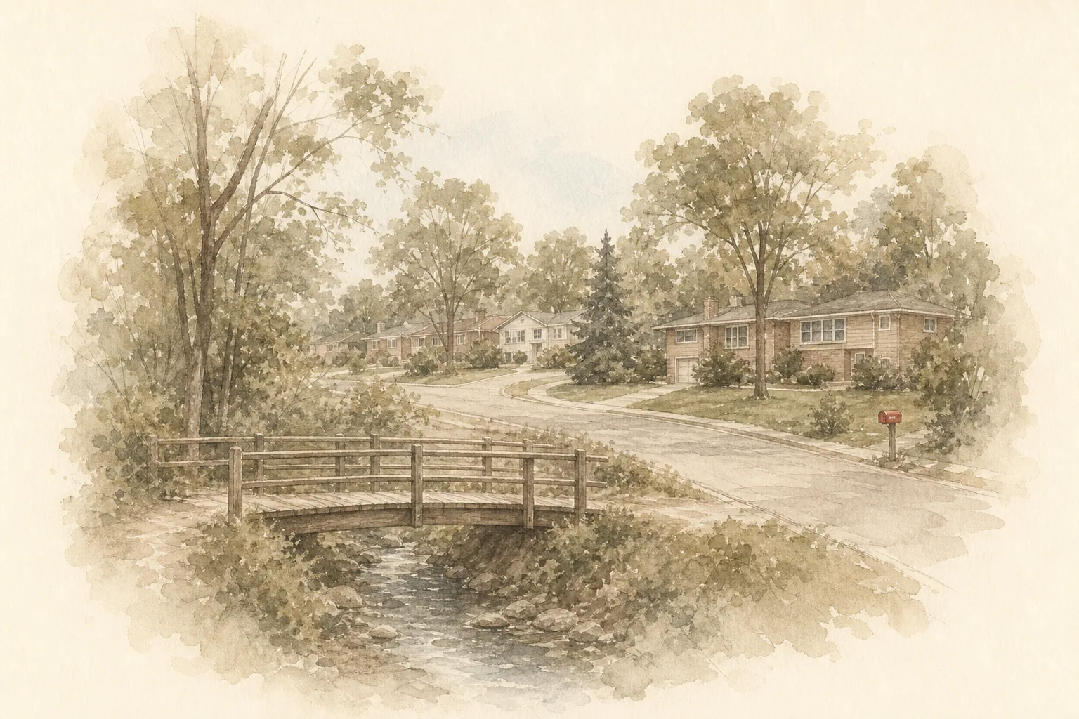 Bayview Village - watercolor illustration