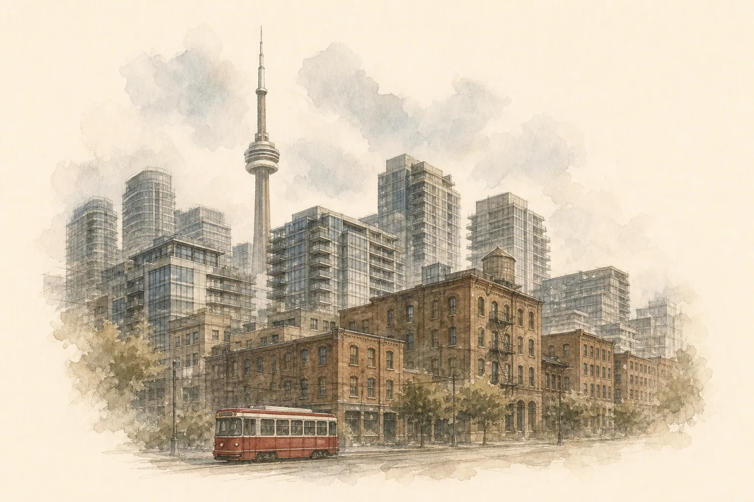 Downtown Toronto - watercolor illustration