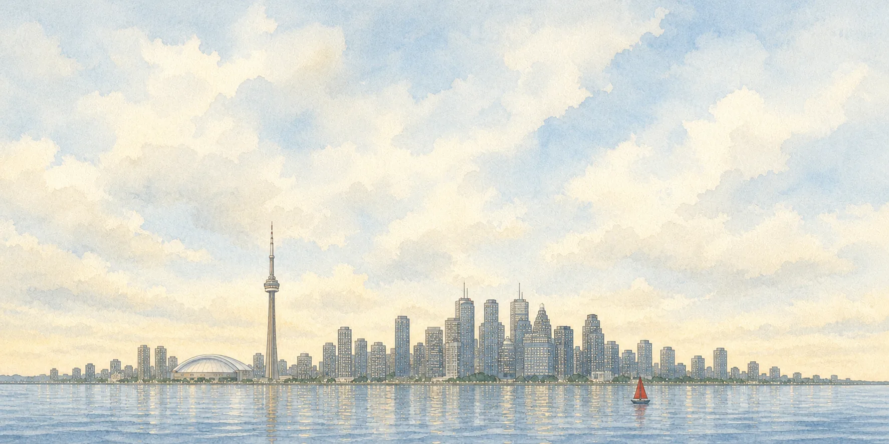 Toronto skyline - watercolor